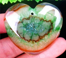 41x37x7mm Brown&Green Druzy Geode Agate Love Heart Pendant Bead AD68383
