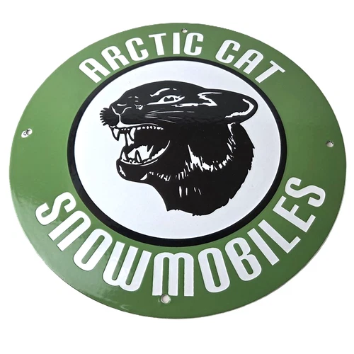 Vintage Arctic Cat Snowmobiles Sign - Sales Winter Sled Porcelain Gas Pump Sign