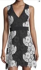 Alice + Olivia Patrice A-Line Lace Dress Black White Size Size 2 NWOT