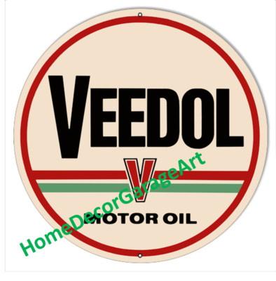 Veedol Motor Oil, Round Metal Sign, 4 Sizes, Vintage Style Garage Art