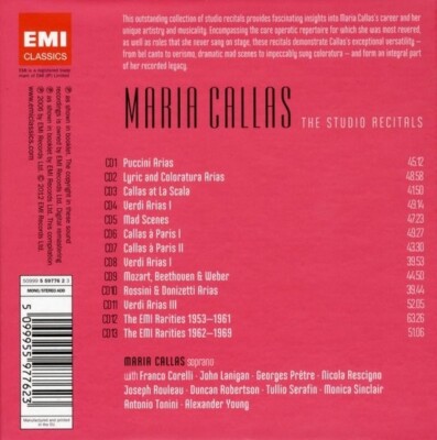 Maria Callas The Studio Recitals EMI Classics 13 CD Box MINT
