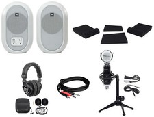 Pair JBL 104 Powered Studio Monitors w/Bluetooth Headphones Mic Stand 104SET-BTW