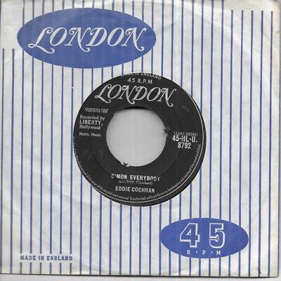 Eddie Cochran C'mon Everybody tri-centre UK 45 7'' single +Dont Ever Let Me Go