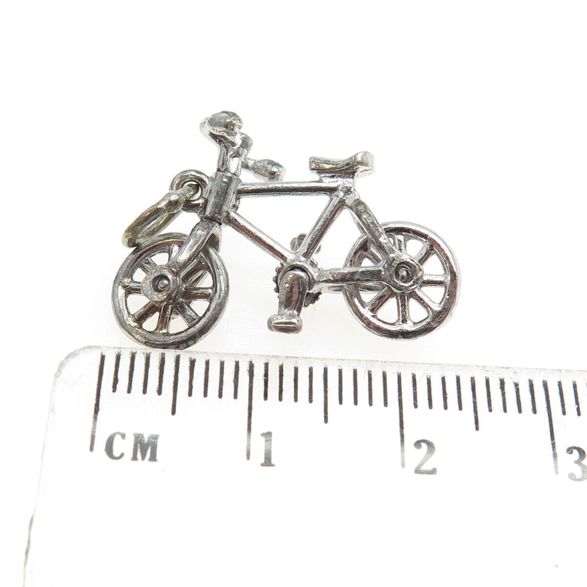BEAU 925 Sterling Silver Vintage Bicycle 3D Penda… - image 3