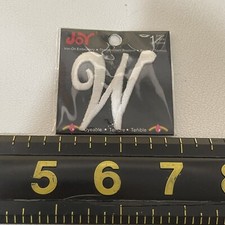 Small 1.5  White W Letter Initial  W  Patch Fancy Cursive Font M010