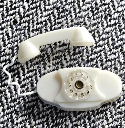 VTG 60s Ideal Tammy WHITE PHONE Rotary Dial Replacement for Telephone Booth Case - Foto 1 di 6
