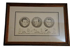 Very Rare Vintage Framed Golf Print/Photo Of Babe Ruth, Bing Crosby & Bob Hope