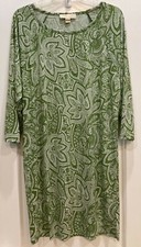 Michael Kors Womens Sheath Dress Size M Green Shades White Paisley 69