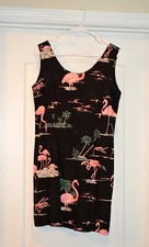 Flamingo Dress, women's large tropical dress, black pink summer, Paradise Found