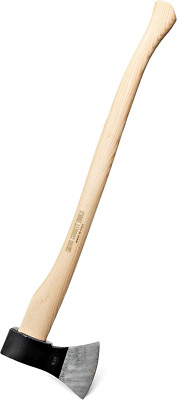 German-Style Tree Felling Axe with Curved Ash Handle and Steel Head
