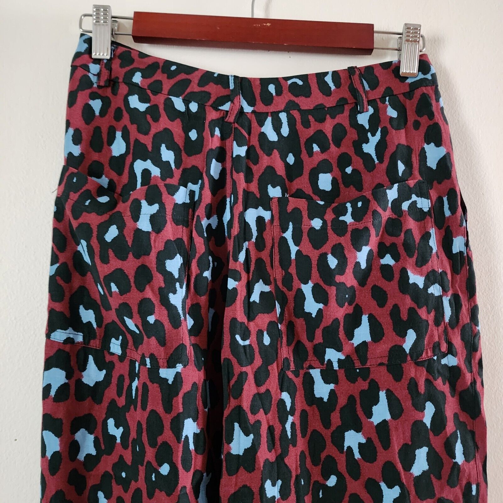 Mango MNG Casual Womens Pantalon Red Leopard Print Relaxed Pants Pleated Size 2 thumbnail 8