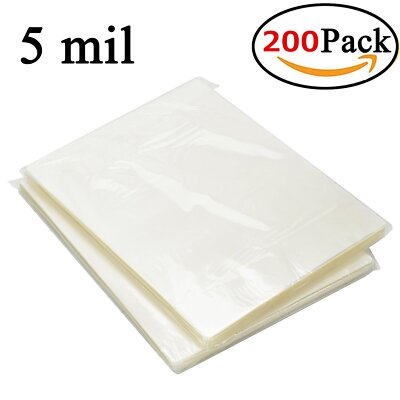 200 Pack Clear Letter Size Thermal Laminating Pouches 9 X 11.5 inch Sheets 5 Mil