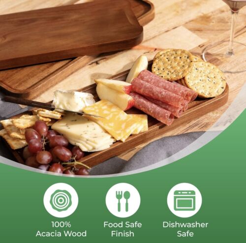 Solid Acacia Wood Serving Trays (14 x 5.5 inches) 3-pack - Picture 3 of 7