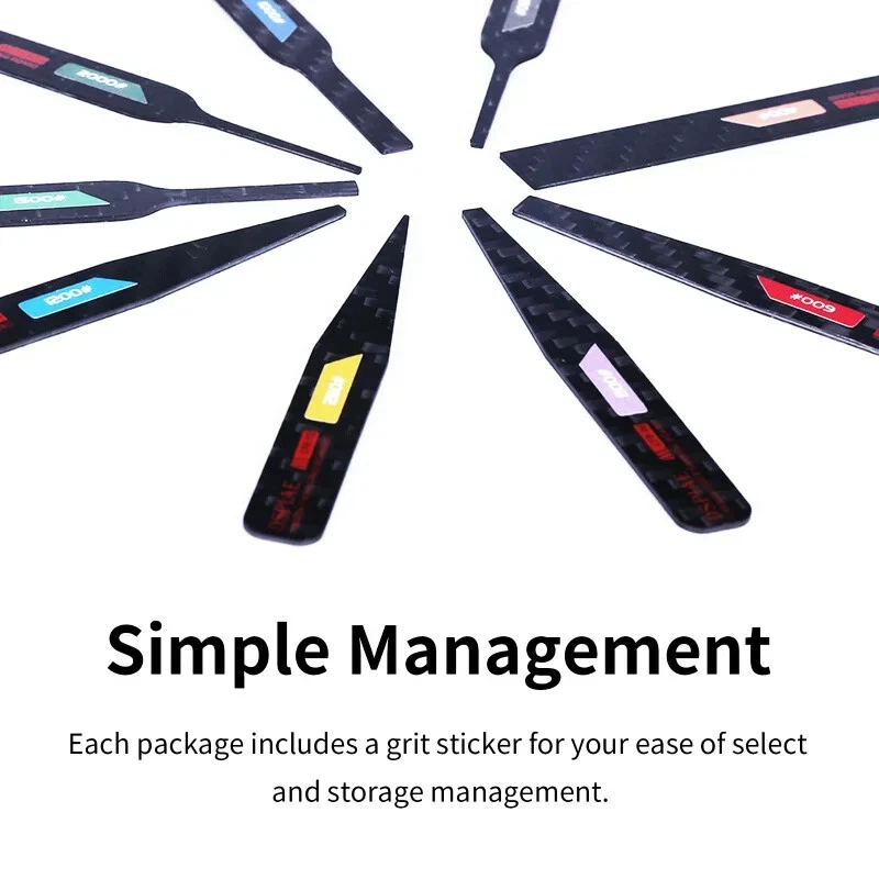 DISPIAE 9x Carbon Fibre Polishing Sanding Board Stick Set Model Hobby Tools - Image 4 of 4