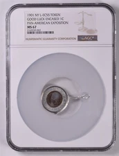 1901 NY L-EC55 Pan American Expo - Good Luck Encased PAN - NGC MS67 