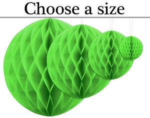 10 40cm Lime Green Tissue Paper Honeycomb Ball Party Decoration