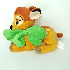 Disney Store Exclusive Bambi Plush Large Green Bow Authentic Patch Stuffed 10" L
