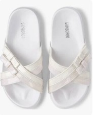 NWT Gymboree Girls Size 2 White Criss Cross Strap Bow Classics Slides Sandals