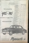 1951 newspaper ad for Plymouth - Chart comparing Plymouth with 2 other makes