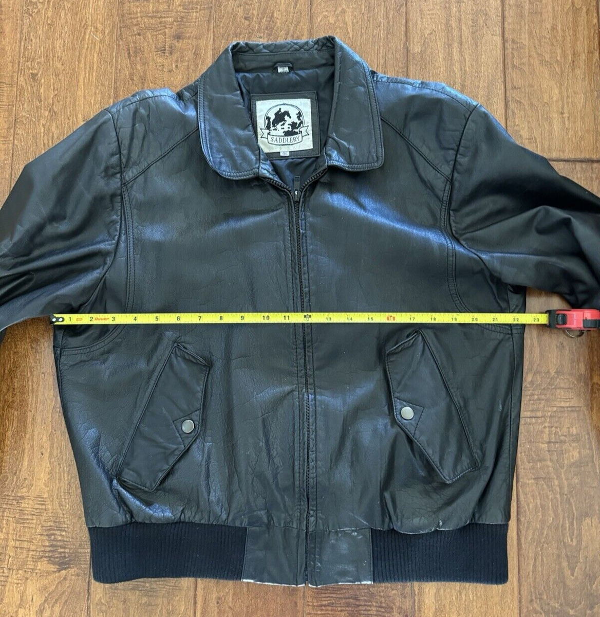 Saddlery Goatskin Black Leather Bomber Jacket Air Force Saddlery Goatskin Black Leather Bomber Jacket Air Force