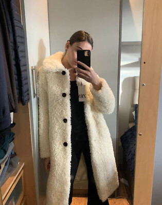 ZARA FAUX SHEARLING LIMITED EDITION BEIGE COAT SIZE XS | eBay