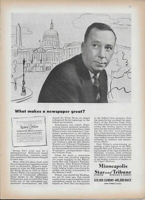 1955 Minneapolis Star  Tribune Richard L Wilson Pulitzer Prize Original Print Ad