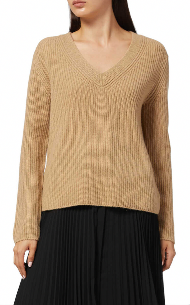 $395 NWT VINCE CASHMERE SHAKER RIB V-NECK PULLOVER SWEATER IN