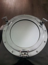 Ship's Cabin Porthole Window Mirror 12 inch Aluminum Finish Round Wall Decor