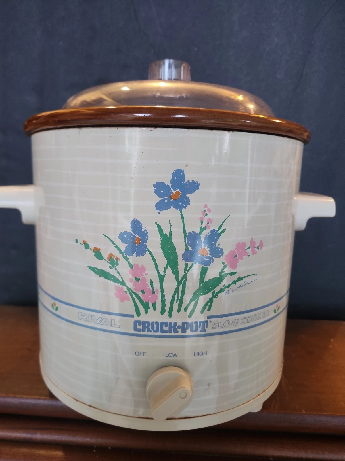 Vintage Floral Rival Crock-pot 3100P Slow Cooker 3 1/2 QT 3100 TESTED WORKS 1989