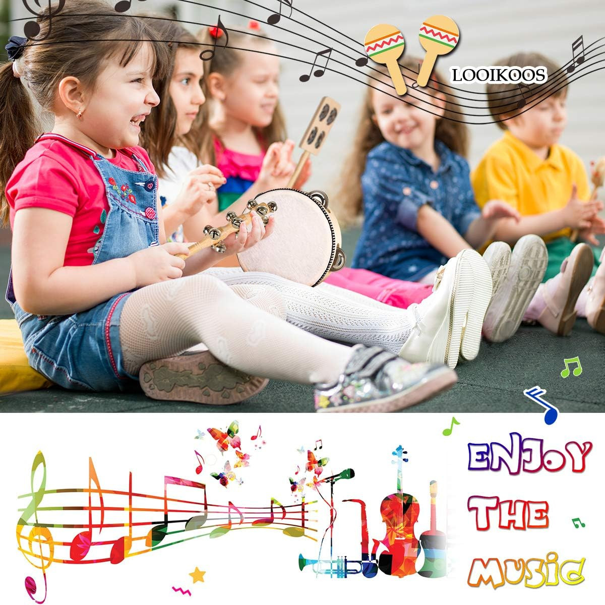 LOOIKOOS Toddler Musical Instruments, Eco Friendly Music Set for Kids Preschool
