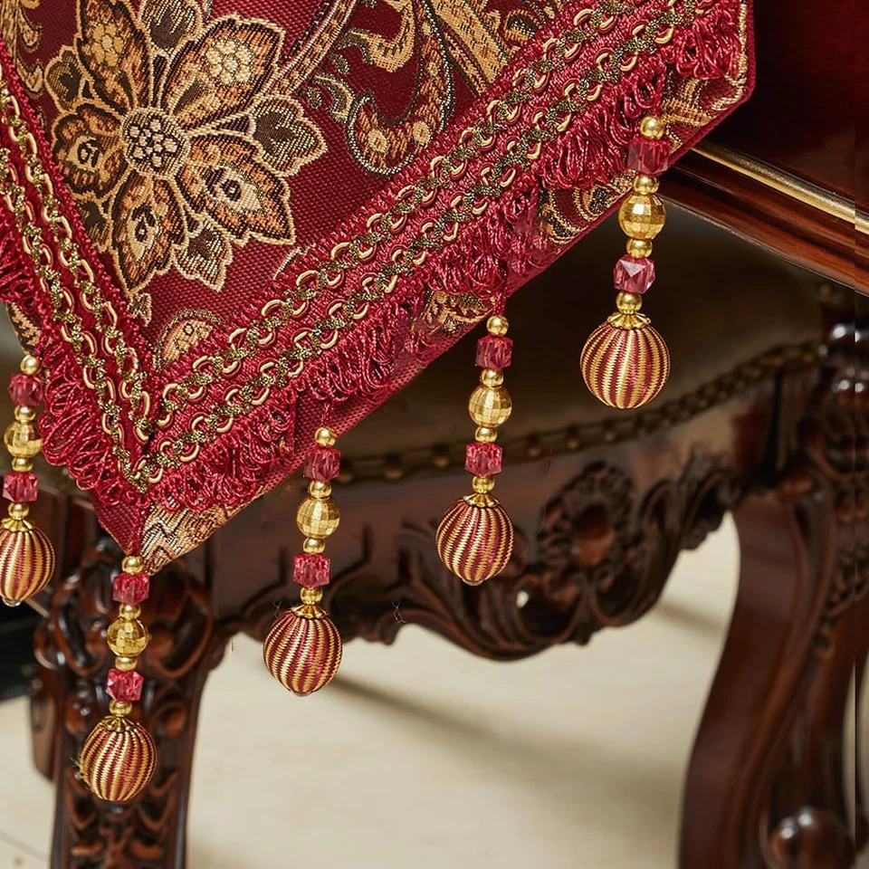 Runner Da Tavola Di Lusso Dal Design Vintage, Lungo 228,6 Cm, in Tessuto Jacquar - Immagine 4 di 4