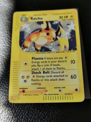 Raichu Pokemon Card No. 25/165 Hologram 2002 English Expédition Holo
