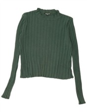 Zara Womens Crop Top Long Sleeve UK 12 Medium Green BI18
