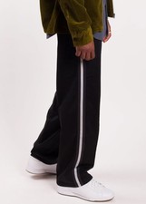 OUR LEGACY Mens Track Pants Striped Straight Jersey Cotton Blend Black Size 50