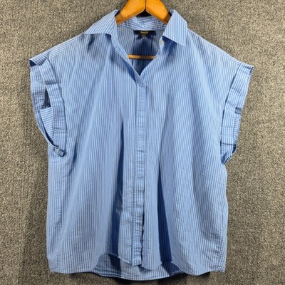 Massimo Dutti Shirt Womens 2 Short Cuffed Sleeve Button Down Cotton Quiet Luxury