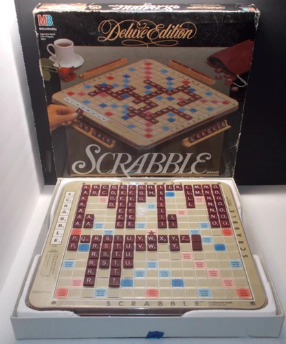 Vintage Milton Bradley Scrabble Deluxe Edition Crossword Game 1989 Complete