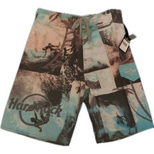 Hard Rock Mens Size 36 Board Shorts Swim Trunks Photo Surf Collage NEW with Tags
