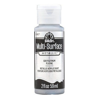 FolkArt Multi-Surface Metallic Paint 2 Fl Oz (Pack of 1), Platinum