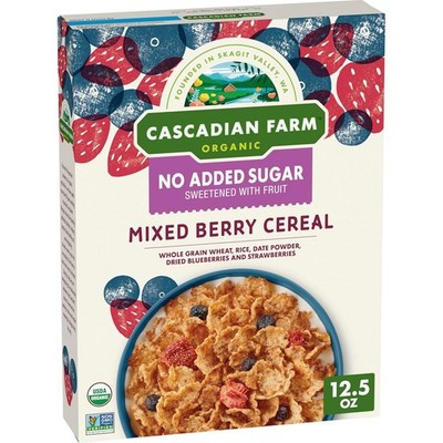 Cascadian Farm No Added Sugar Mixed Berry Breakfast Cereal, Whole Grain &