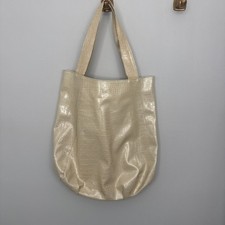 Tote Shoulder Bag Faux Crocodile LARGE IRIDESCENT SHIMMER TAN SATCHEL PURSE