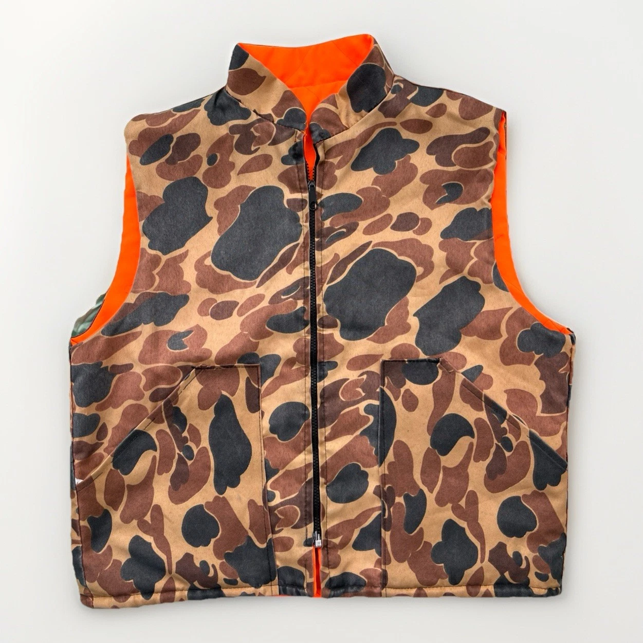 Vintage Hunting Vest camo and orange Reversible Size large