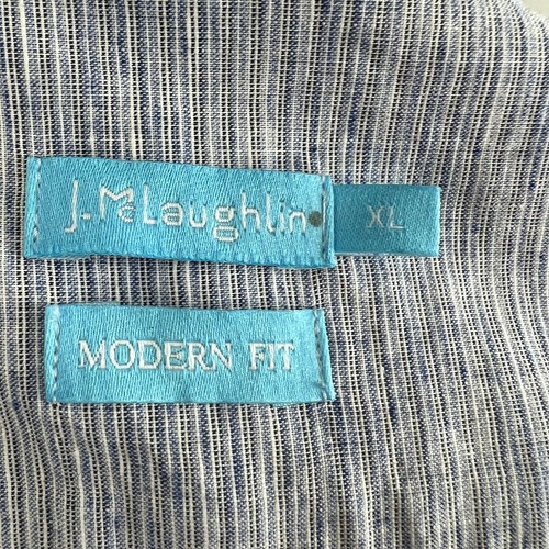 J. McLaughlin Blue Cotton-Linen Blend Button-Down Modern Fit Shirt Men's Size XL - Picture 5 of 7