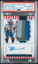 2020 NATIONAL TREASURES #199 JEFF OKUDAH PAT AU-STARS & STRIPS PSA AUTH AUTO 10