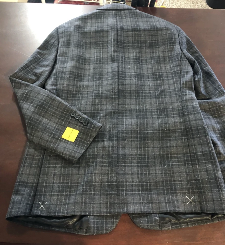 Abrigo deportivo Hickey Freeman mezcla de lana carbón a cuadros ajuste clásico talla 40R $395 Foto 3 de 3