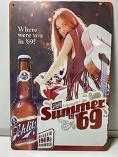 Schlitz Beer Malt Liquor Metal Sign - Summer Of 69 - 1969 - Retro Ad