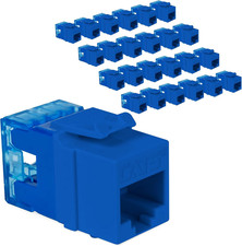 Cat5E RJ45 Keystone Jack, Slim Profile 180  Punch Down, Blue, 25-Pack