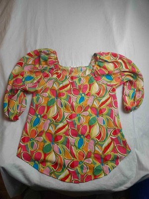 First Love Top Womens M Maximalist Psychedelic Peasant Romantic Chic Cottagecore