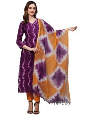 GoSriKi Women's Cotton Blend Straight Printed Kurta with Pant  Dupatta Mukh...