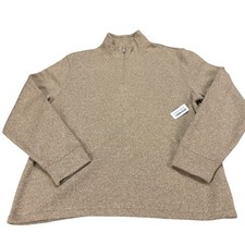 Old Navy Mens XL Tan Marled Quarter Zip Fleece Lined Pullover Sweater NWT