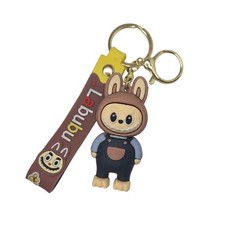 Labubu The Monsters Overall Silicone Figurine Gold Keychain with Strap Unbranded